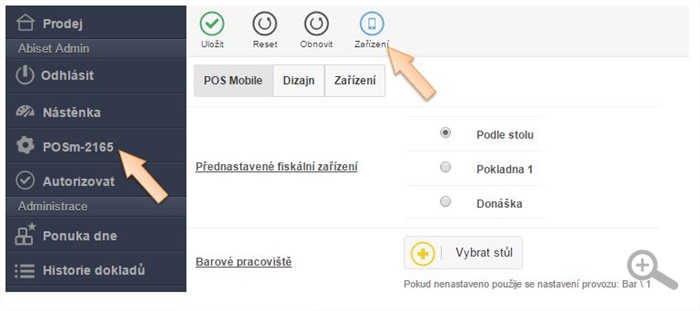 Zobrazení možnosti pro otevření seznamu zákaznických zařízení Zobrazení možnosti pro otevření seznamu zákaznických zařízení