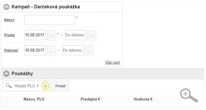 Kampaň pre darčekové poukážky Kampaň pre darčekové poukážky