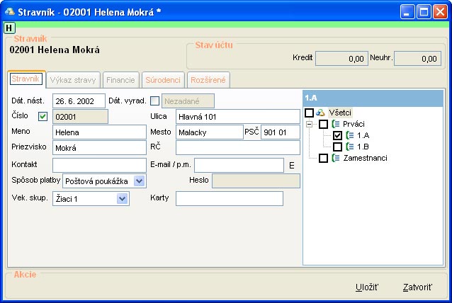 Okno Stravník stravnik