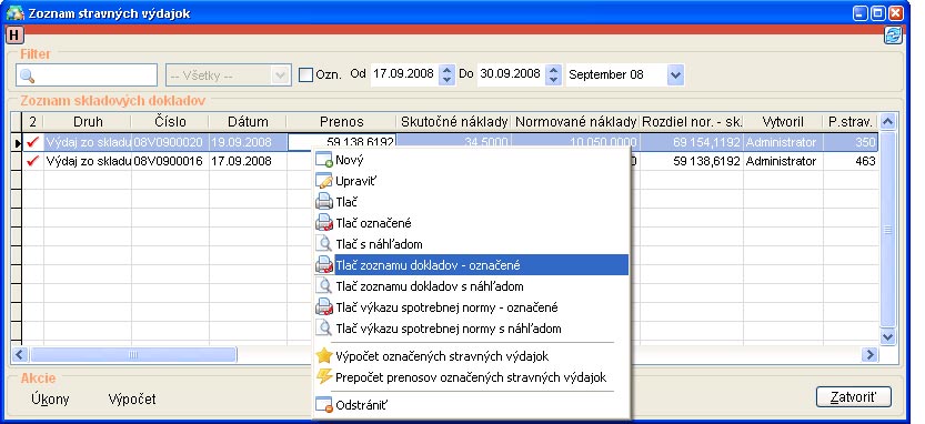 Zoznam stravných výdajok - pravý klik zoznam-stravnych-vydajok-rclick