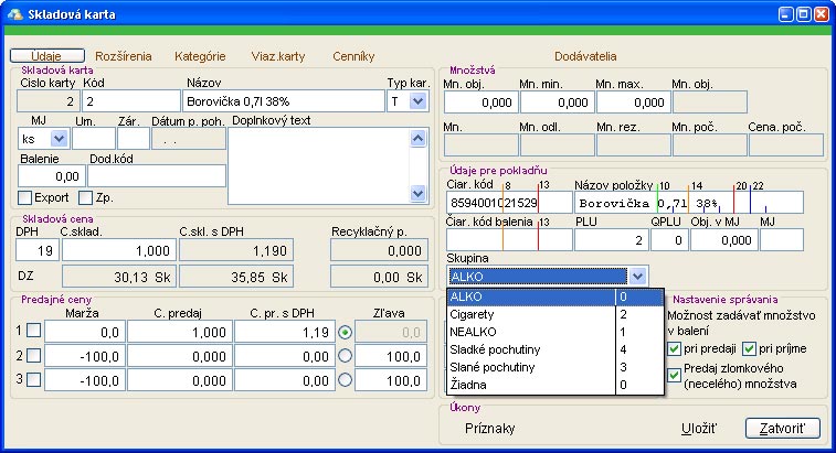 Priradenie skupiny skladovej karte priradenie_skupiny_skladovej_karte