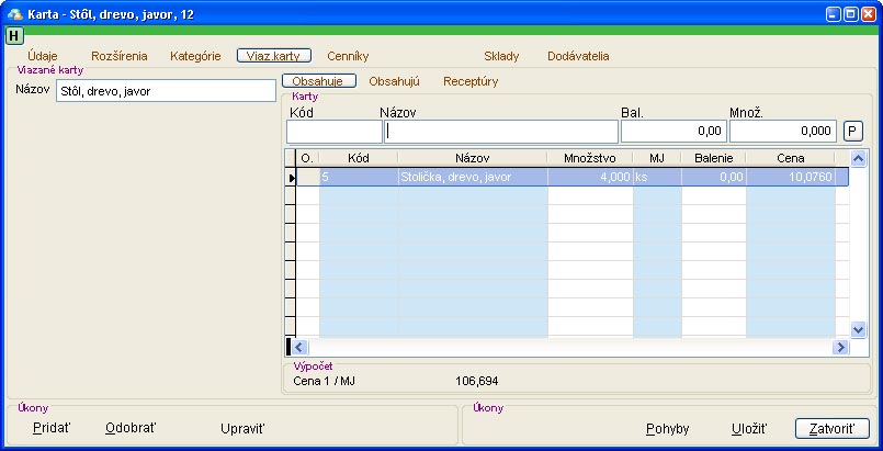 Skladová karta - viazané karty - obsahuje viazane_karty_obsahuje