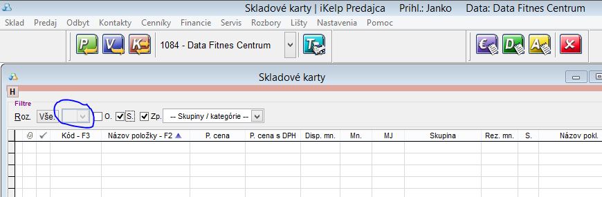 Aplikovaný filter na karty skladom pod užívateľom Janko Filter na karty skladom pod uzivatelom Janko