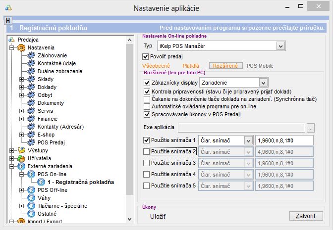 Nastavenia sn&iacute;mačov a v&aacute;h.