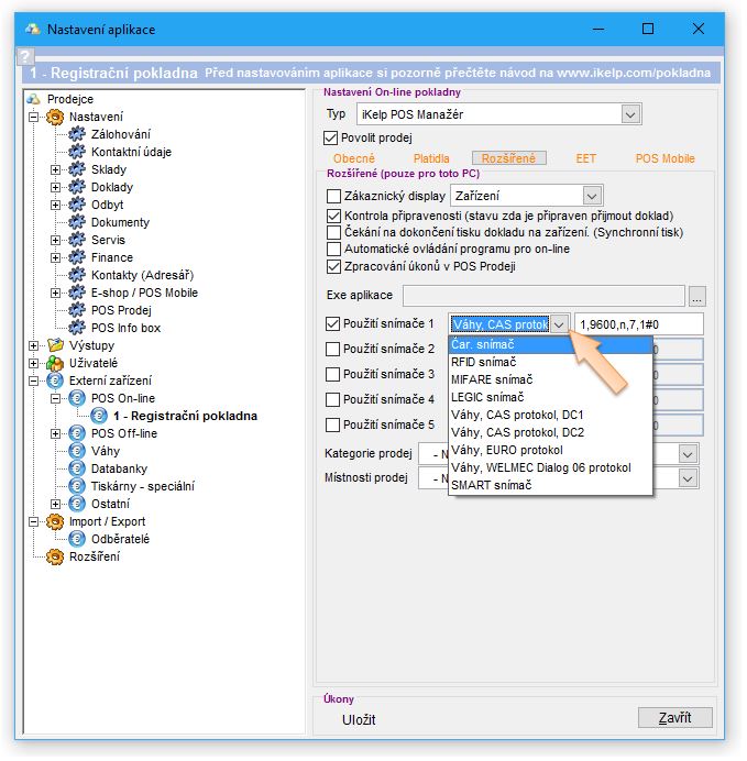 Nastavení On-Line vah Nastavení On-Line vah