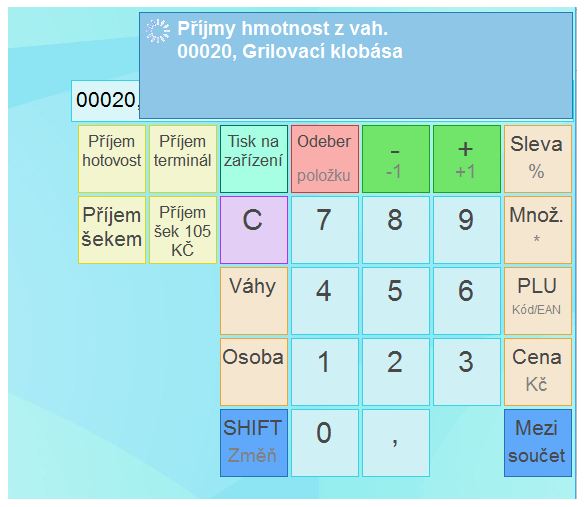 Aplikace čeká na zaslání hmotnosti zboží z váhy Cakanie aplikacie na zaslanie hmotnosti tovaru z preddefinovanej vahy