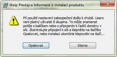 Users neni platni uzivatel ci skupina iKelp Predajca Informace o instalaci produktu