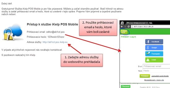 Prvé prihlásenie do služby iKelp POS Mobile Prvé prihlásenie do služby iKelp POS Mobile