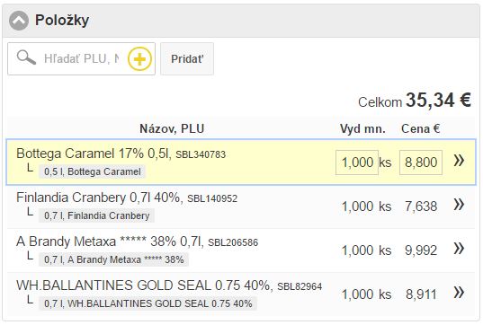 Zoznam položiek skladovej výdajky Zoznam položiek skladovej výdajky
