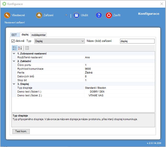 POS Manažér - nastavení displeje POS Manažér - nastavení displeje