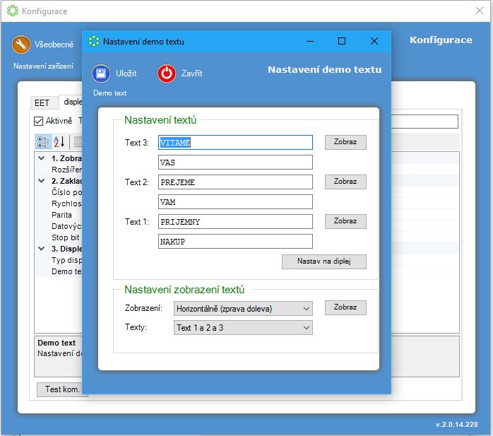 POS Manažer - nastavení displeje VFD-650 POS Manažer - nastavení displeje VFD-650